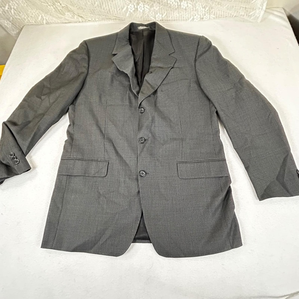 Britches of Georgetowne Blazer Mens 44 Grey Biella Micro Check Professional